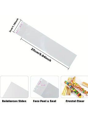 Clear Cellophane Bags 9.8x1.2" Self-Adhesive Resealable Treat Bags (95 Pack)